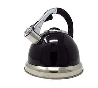 CookSpace (TM) Premium Large 3.5 Litre Black Stainless Steel Stovetop Whistling Induction Kettle with Soft Touch Handle and Push Button Spout