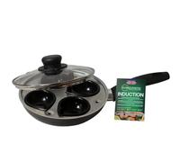 COOKSUPREME Induction Egg Poacher, 4 Cup, Non-Stick 20 cm fry pan and aluminium tray, Made in UK With Soft Touch Handle, All Hobs including induction