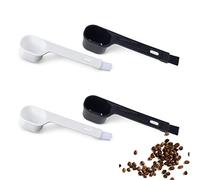 CookTaitai Plastic Coffee Scoops, 2 Tbsp Coffee Scoop with Brush & Espresso Grinder Brush for Ground Coffee Cleaning Tea Power, Coffee Tool for Barista Home Kitchen Café,4 Pack