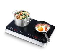 COOKTRON Double Induction Hob, Portable Induction hob with Dual Zone, Touch Control, Boost Function, 10-Level Adjustable Temperature/Power, 4-Hour Timer, Child Safety Lock, 2800W