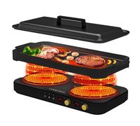 COOKTRON Induction Hob, Double Induction Cooker with Dual-Control (Touch & Knob), 10-Level Adjustable Temperature/Power, 4-Hour Timer, Child Safety Lock, Portable Design, 2800W