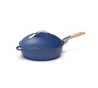 COOKUT - Fabulous 8-in-1 pan - Unique Utensil that Replaces pan and sauté pan - with 2 Removable Handles, steam/Roasting Basket, Wooden Spatula - Sapphire