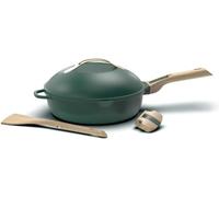 COOKUT - The Fabulous 8-in-1 Frying Pan - 24cm, 3.4L, Non-Stick, Green, 2 Removable Handles, Steam/Frying Basket, Wooden Spatula, Lid