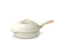 COOKUT - The Fabulous 8-in-1 Frying Pan - Single Utensil that replaces pan, pan, sauté pan, casserole dish - With 2 removable handles, steam/frying basket, wooden spatula - MERINGUE
