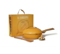 COOKUT - The Fabulous 8 in 1 Pan - A Single Utensil to Replace Pan, Pot, Sauté Pan - With 2 Removable Handles, Steam/Fry Basket, Wooden Spatula - Mango