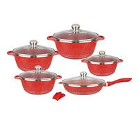 Cookware,Pots and Pans Sets, Nonstick Granite Cooking and with Glass Lids,Marble Coated Aluminium Home Kitchenware with Saucepans,Frying Pan,Stock Pot,10 Piece