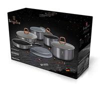 Cookware Set 12-Pieces Marble Finish with Detached Ergonomic Handle by Berlinger Haus
