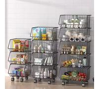Cookware Space Saving Wire Snack Display Holder Retail Shop & Kitchen, Metal Storage Stand Shelving - Multipurpose Rack For Seasoning Fruit Vegetable, Large Detachable Organizer