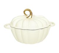 COOKWIN Cast Iron Pumpkin Dutch Oven, 4.5 Qt, White, Enamel, With Lid
