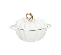 COOKWIN Cast Iron Pumpkin Dutch Oven, 4.5 Qt, White, Enamel, With Lid