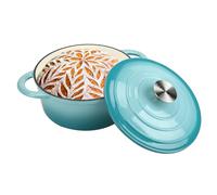 COOKWIN Enameled Cast Iron Dutch Oven, 5 L Bread Baking Pot with Self Basting Lid, Non-stick Enamel Coated Cookware Pot, Great Christmas Gifts for Family, Teal