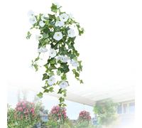 cookx Uv Simulation Artificial Flower,Morning Glories,26in Uv Simulation Artificial Flower,24 Bunches Artificial Morning Glories,Fake Petunias,Fade Resistant Outdoor Flowers (White)