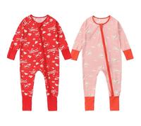 COOKY.D Bamboo Baby Sleepsuit Dual Zipper Soft Breathable Outfit Infant Boys Footed Jumpsuit Cute Cartoon Print Girls, Cat and Snowman 3-6 Months