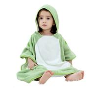 COOKY.D Green Baby Poncho Kids Bath Towel Bathrobe 70x70 cm,0-6 Years | Quick-Drying and Soft Cotton,Cute Animal Head,Cute and Cozy,Ideal for After Swimming Lessons