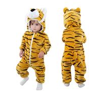 COOKY.D Infant Hooded Baby Rompers Animal Jumpsuit Soft Flannel Winter Cosplay Costume for Baby Girls Boys, 12-18 Months, Tiger