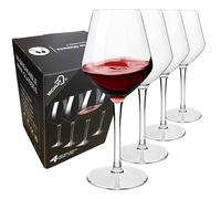 COOKY.D Large Tritan-Plastic Red Bordeaux Wine Glasses 15oz, Unbreakable Long Stemmed Glassware for Party, Birthday, Dishwasher Safe, BPA Free, Set of 4