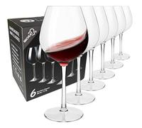 COOKY.D Large Tritan-Plastic Red Burgundy Wine Glasses 17oz, Unbreakable Long Stemmed Glassware for Party, Birthday, Dishwasher Safe, Dishwasher Safe, BPA Free, Set of 6