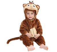 COOKY.D Newborn Baby Girl Boy Hooded Romper Bodysuit Autumn Winter Warm Flannel Animal Outfits Pajamas Cosplay Costume, Brown B, Size 80 (Height: 26 inch-29 inch/6-12 Months)