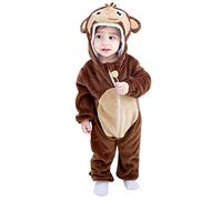 COOKY.D Newborn Baby Girl Boy Hooded Romper Bodysuit Autumn Winter Warm Flannel Animal Outfits Pajamas Cosplay Costume, Brown B, Size 90 (Height: 29 inch-31 inch/12-18 Months)