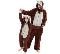 COOKY.D Unisex Animal Kids Hooded Cosplay Pyjamas All in One Children Jumpsuit Gaming Costume Girls Boys Sleepsuit Family Outfits,Monkey 7-8T