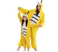COOKY.D Unisex Animal Kids Hooded Cosplay Pyjamas All in One Children Jumpsuit Gaming Costume Girls Boys Sleepsuit Family Outfits,Bee 5-6T