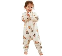COOKY.D Unisex Baby Boys Girls Flannel Long Sleeve Sleeping Bag with Feet Toddler Newborn Triple Zipper Cartoon Wearable Blanket,White 5-6 Years