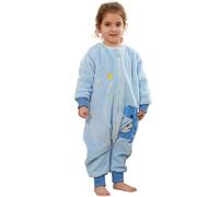 COOKY.D Unisex Baby Boys Girls Flannel Long Sleeve Sleeping Bags with Legs Toddler Triple Zipper Cartoon Wearable Blanket,Dinosaur 2-3 Years