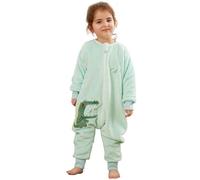 COOKY.D Unisex Baby Boys Girls Flannel Long Sleeve Sleeping Sacks with Feet Toddler Girls Triple Zipper Cartoon Wearable Blanket,Green 18-24 Months