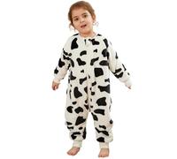 COOKY.D Unisex Baby Boys Girls Flannel Long Sleeve Sleeping Sacks with Legs Toddler Triple Zipper Cartoon Wearable Blanket,Cow 18-24 Months
