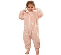 COOKY.D Unisex Baby Girls Boys Flannel Long Sleeve Sleeping Blanket with Feet Toddler Triple Zipper Cartoon Sleeping Bags,Pink Cat 5-6 Years