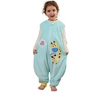 COOKY.D Unisex Baby Sleeveless Sleeping Bag with Legs Toddle Boys Girls 2.0 Tog Newborn All Season Cartoon Wearable Blanket,Green Girafee M/3-5 Years