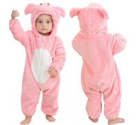 COOKY.D Unisex Flannel Baby Animal Romper Boys Girls Infant Bodysuit Toddler Outfits,Pig 3-6 Months