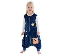 COOKY.D Unisex Sleeveless Newborn Baby Boys Girls Zip Sleeping Bag with Feet Cute Kids Nursery Bedding Wearable Blanket, 5-6 Years, Dark Blue Owl