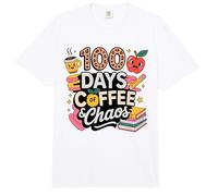 Cool 100 Days Coffee Chaos Teacher Science Crew ELA Teaching Comfort Colors Adult Heavyweight T-Shirt