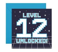 Cool 12th Birthday Card - Level 12 Unlocked Gamer - Video Game Theme - Gifts for Boys, Kids, Him, Son, Nephew, Grandson, Neighbour, Godson, Brother- Twelve Years Old - Comes with Fun Stickers