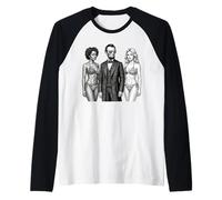 Cool Abe Lincoln with Americana Bikini Babes Raglan Baseball Tee