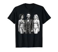 Cool Abe Lincoln with Americana Bikini Babes Value Graphic T-Shirt, Men, Black, S