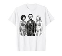Cool Abe Lincoln with Americana Bikini Babes Value Graphic T-Shirt, Men, White, L