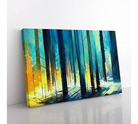 Cool Abstract Forest Vol.2 Canvas Wall Art Print Ready to Hang, Framed Picture for Living Room Bedroom Home Office Décor, 76x50 cm (30x20 Inch)