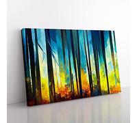 Cool Abstract Forest Vol.5 Canvas Wall Art Print Ready to Hang, Framed Picture for Living Room Bedroom Home Office Décor, 76x50 cm (30x20 Inch)