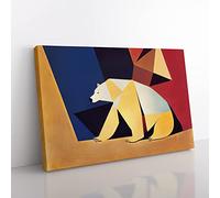 Cool Abstract Polar Bear Canvas Wall Art Print Ready to Hang, Framed Picture for Living Room Bedroom Home Office Décor, 50x35 cm (20x14 Inch)