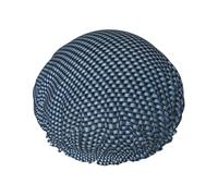 Cool Abstract Theme Print Double Layer Waterproof Shower Cap Women Men Reusable Bath Hair Caps Elastic Band