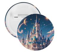 Cool Aesthetic Castle Badge Metal Round Pins, Lightweight Brooch for Backpack, Fashion Button Pins Badge for Shirts, Jackets, Shawl Coat, Unisex, 20PCS, Tinplate, metal round pins