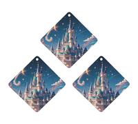 Cool Aesthetic Castle Car Air Freshener, 3 Pcs Rhombus Hanging Air Freshener Cards, Long Lasting Fragrance Scented Cards for Car, Home, Office Black-style
