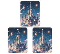 Cool Aesthetic Castle Car Air Freshener, 3 Pcs Square Hanging Air Freshener Cards, Long Lasting Fragrance Scented Cards for Car, Home, Office Black-style
