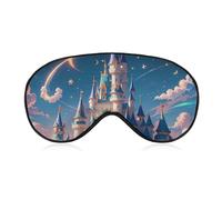 Cool Aesthetic Castle Sleep Mask with Adjustable Strap, Breathable Sleep Masks for Women Men, Soft Eye Mask for Side Sleepers, Travel, Office Nap, Airplane & Blocking Light