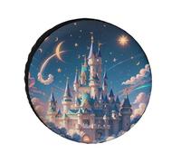 Cool Aesthetic Castle Spare Tire Cover, 34inch Oxford Wheel Protector Travel Accessories, Waterproof Dustproof Wheel Tire Covers for RV Jeep SUV Camper Truck