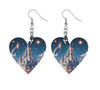Cool Aesthetic Castle Wooden Earrings for Women, Vintage Elegant Wood Jewelry, Lightweight Earrings for Wedding, Party, Everyday Jewelry Gift, Apricot shaped, Wood, wood