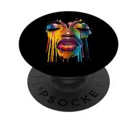 Cool African Woman Afro Color Painted Face Juneteenth Vibes PopSockets Adhesive PopGrip