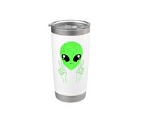 Cool Alien Buddy Peace Sign Funny Alien UFOs Distressed Stainless Steel Insulated Tumbler